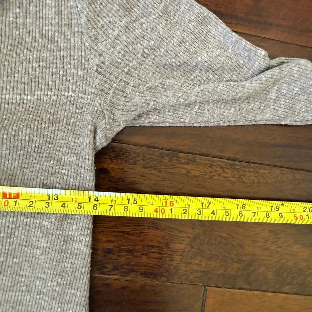 FP Beach Free People Long Cardigan XS Taupe Rib‎ Knit Pocket Duster Boho Lounge